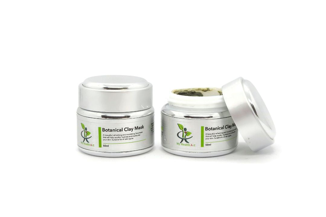 two jars of Botanical Clay Mask one with open lid