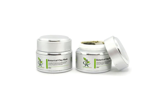 two jars of Botanical Clay Mask one with open lid