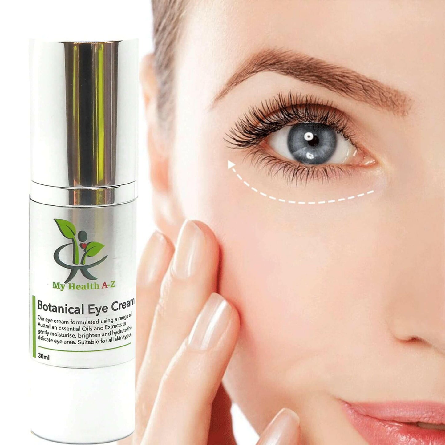 Botanical Eye Cream with woman face
