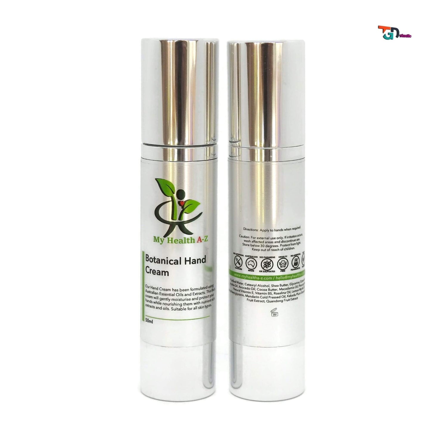 front and rear view of botanical hand cream