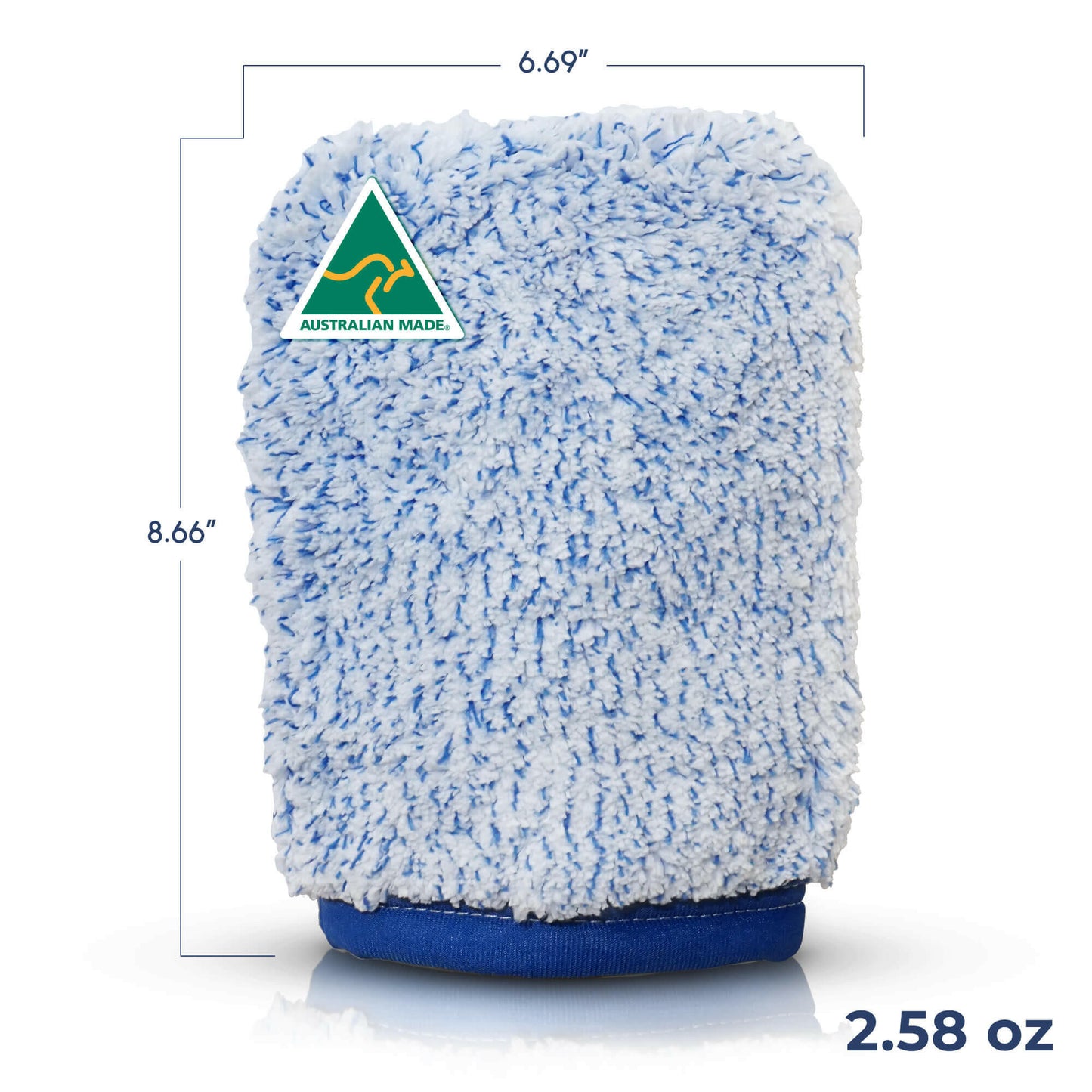 Microfibre Cleaning Mitt / Cloth Measurements is 6.69" by 8.66"