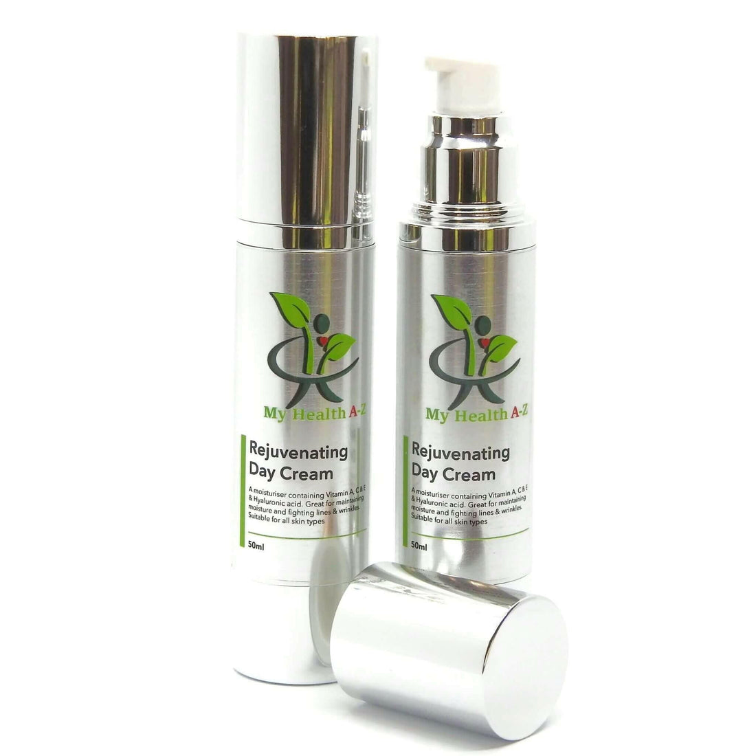 2 bottle of Rejuventing Day Cream one with open lid in front