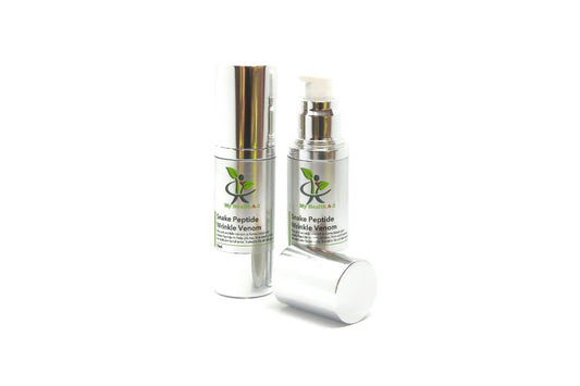 Two Snake Peptide Wrinkle Venom Skincare airless pump bottle one with open lid | TGD Studio