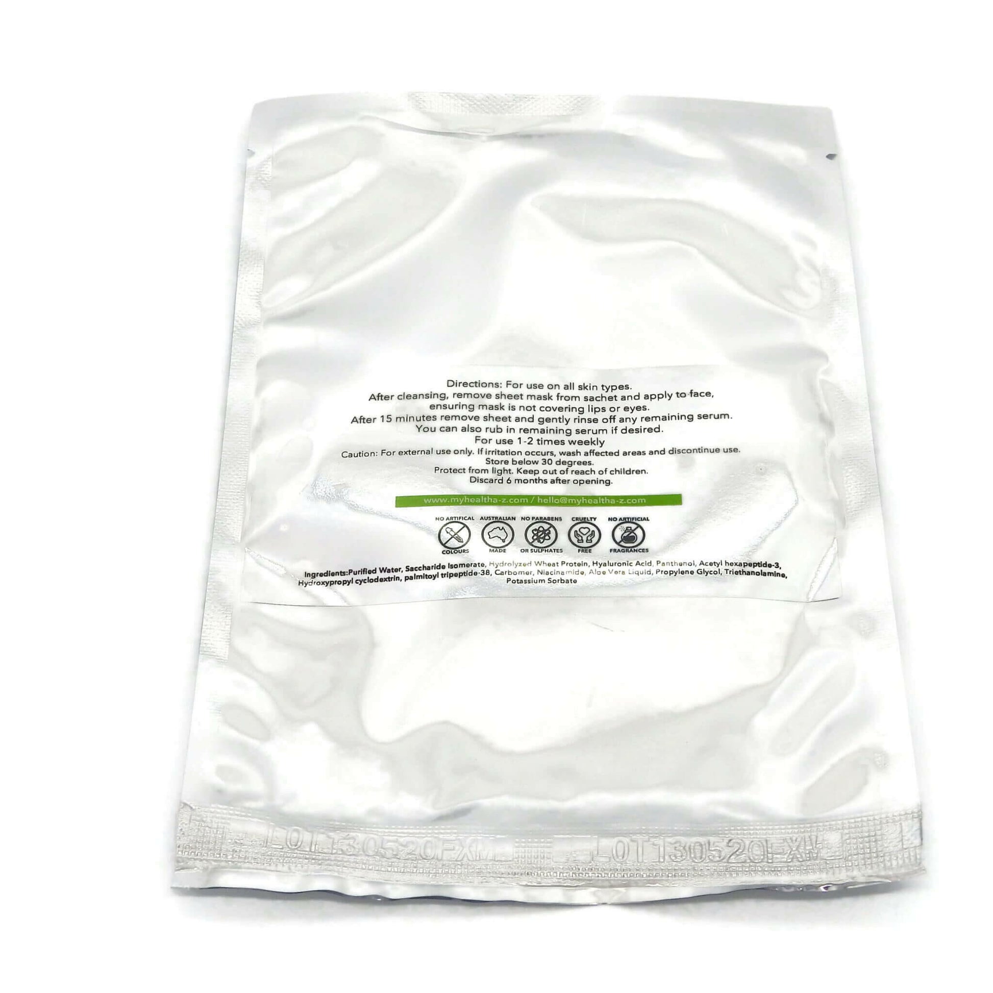 anti-ageing sheet mask satchels rear view