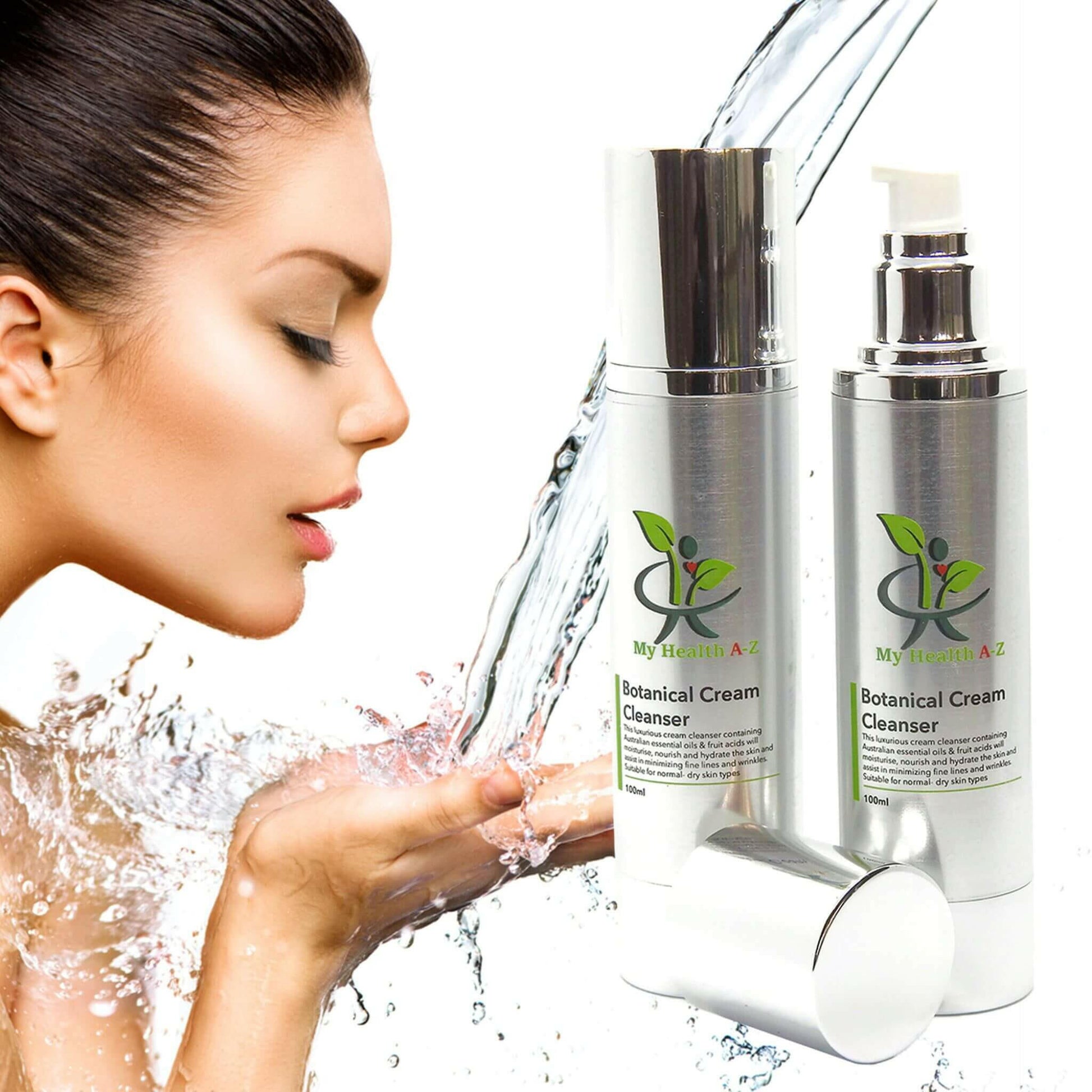 botanical cream cleanser woman washing her face