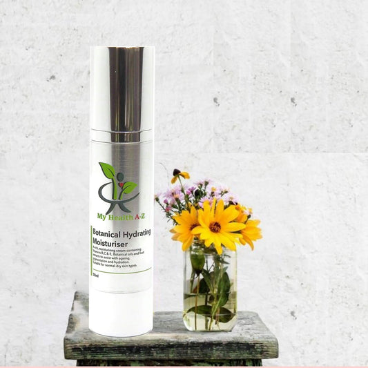 Skincare product with a jar of flowers on a textured surface