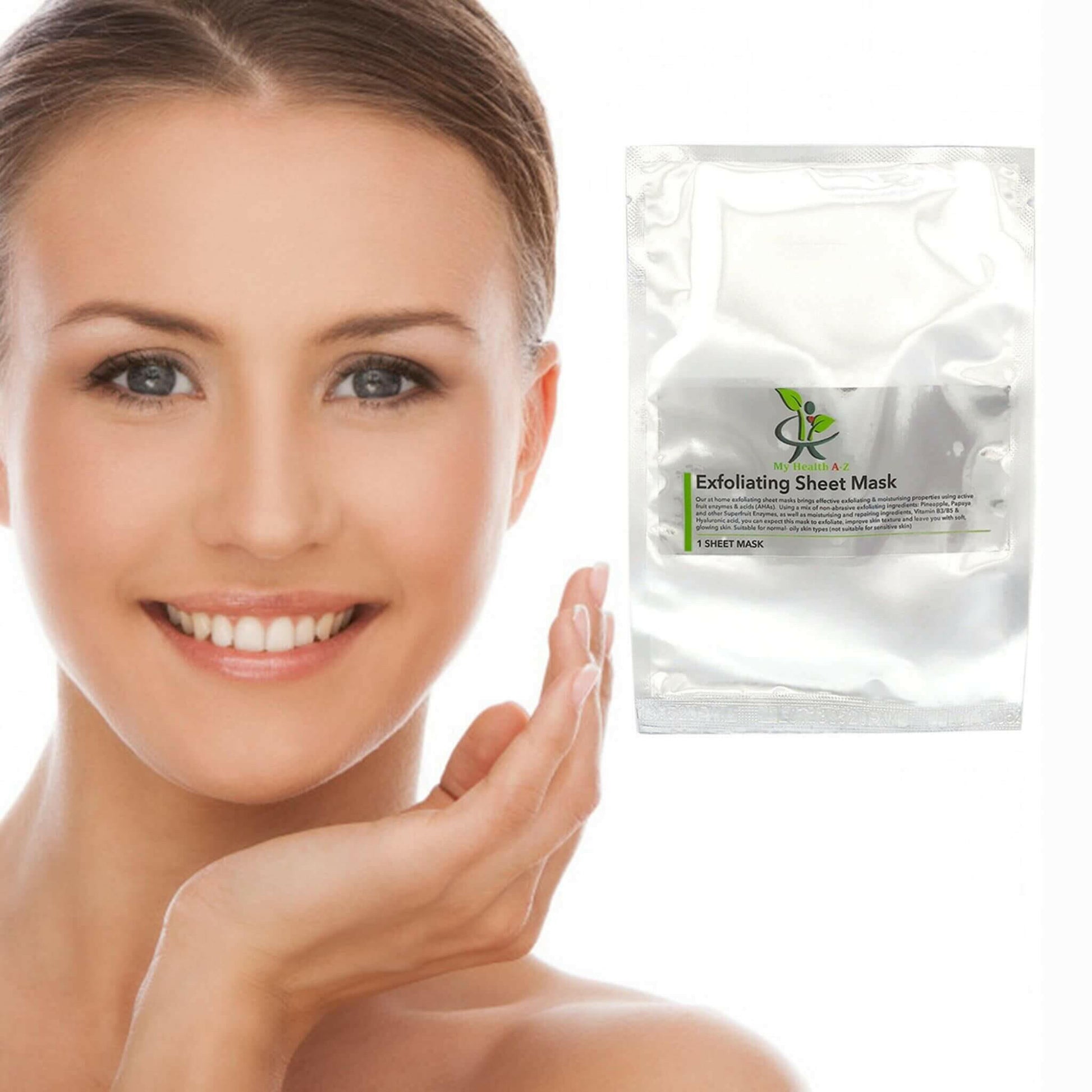 beautiful woman with exfoliating sheet mask