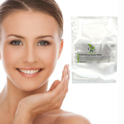 beautiful woman with exfoliating sheet mask