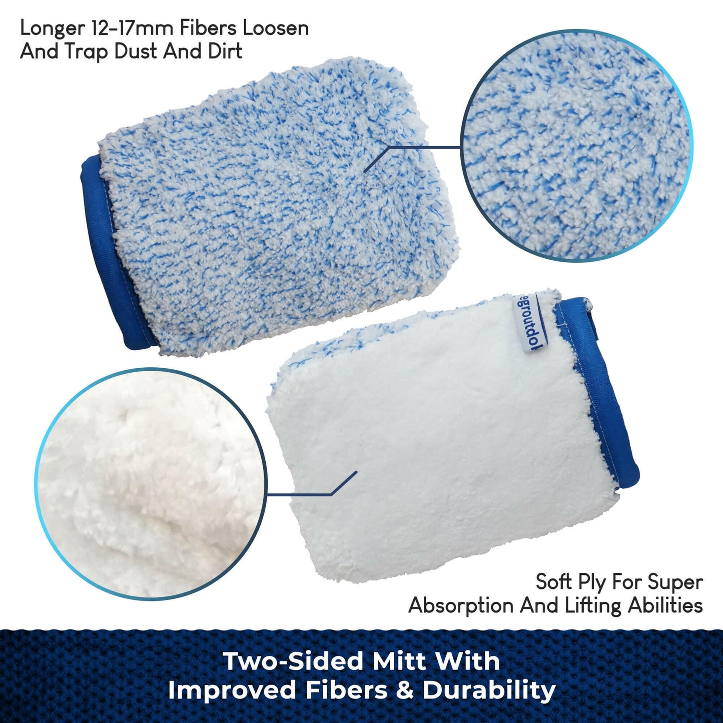 Microfibre Cleaning Mitt / Cloth front and rear view