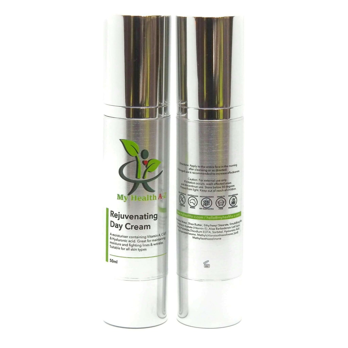 two bottle fo rejuvenating day cream front and rear view