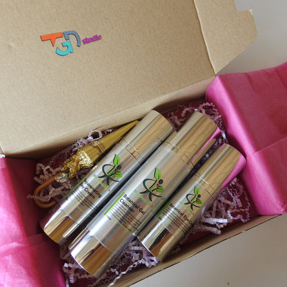 Gift box with rejuvenating day cream, botanical gel cleanser and botanical eye cream