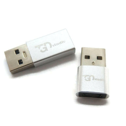 USB Type C Female to USB 2.0 and 3.0 Adapter 2 pcs silver