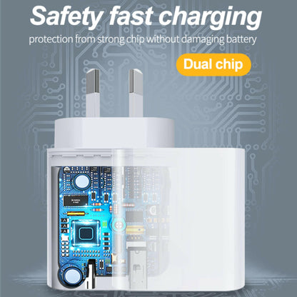 Dual Wall Plug Adapter Quick Charger for USB plus Type C inside clip