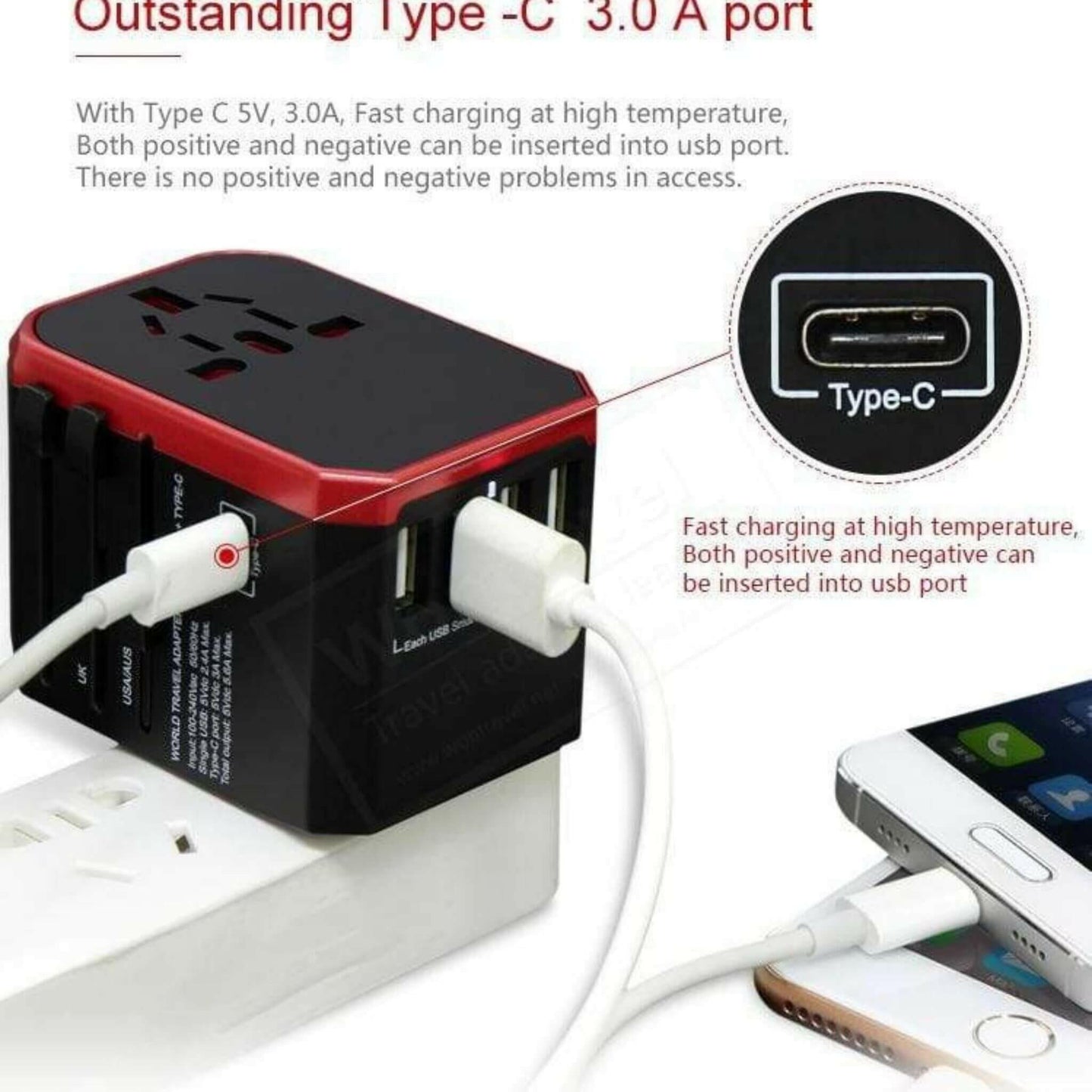Universal Travel Adapte with fast charging port