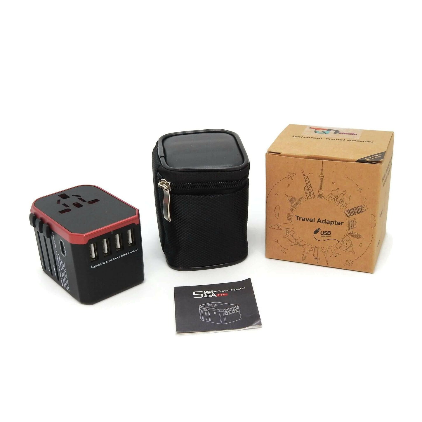 Universal Travel Adapte with bag and box