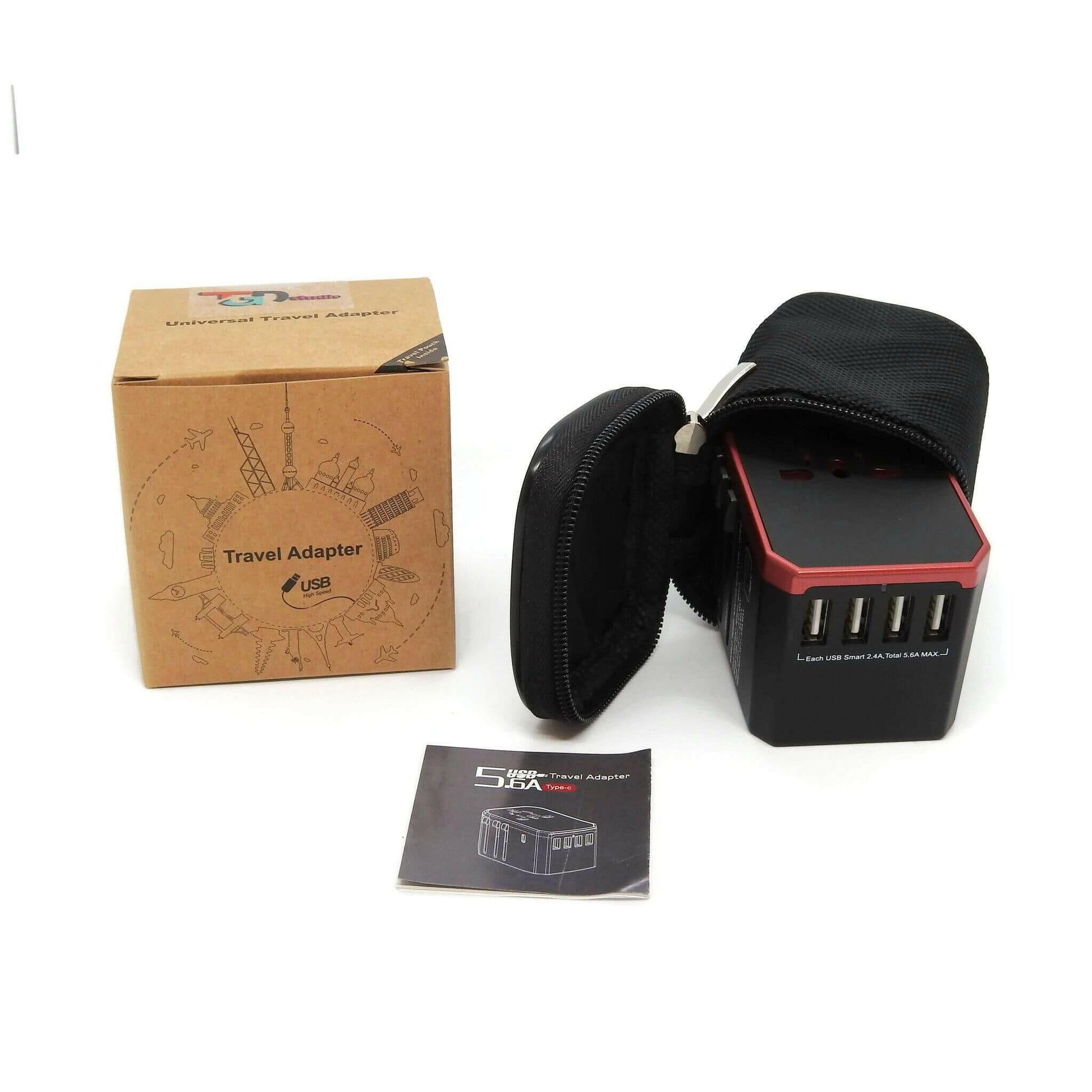 Universal Travel Adapte with pouch and instructions